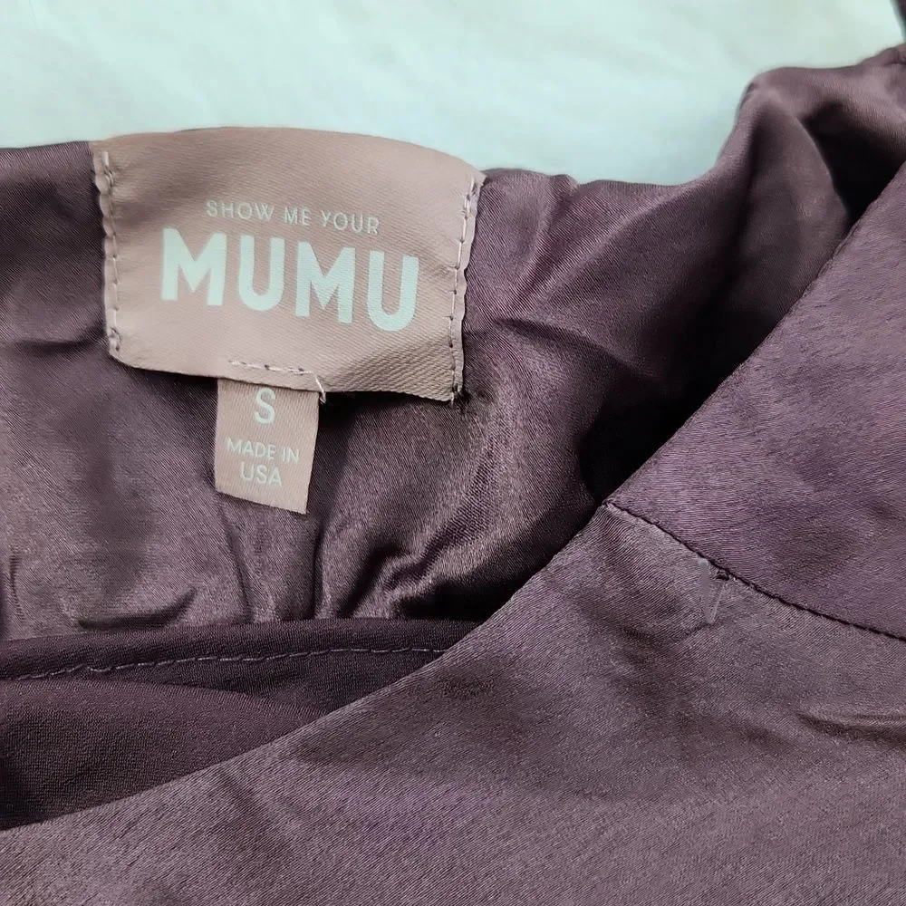 Show‎ Me Your Mumu NWOT Verona Cowl Dress Plum Satin Deluxe Size Small
